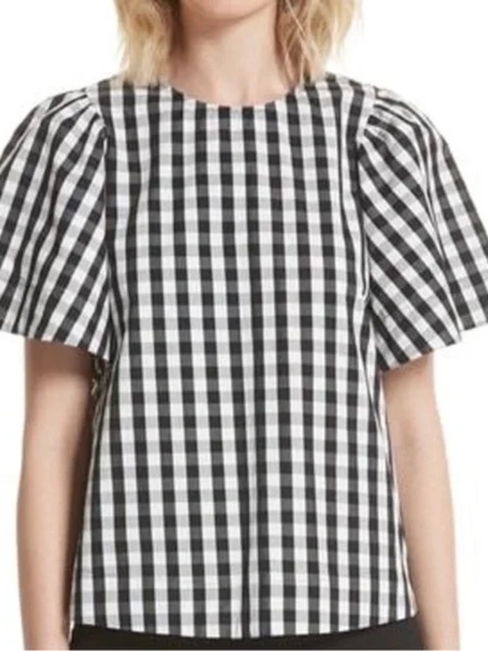 Kate Spade Black and White Gingham Button-Up Top XL
